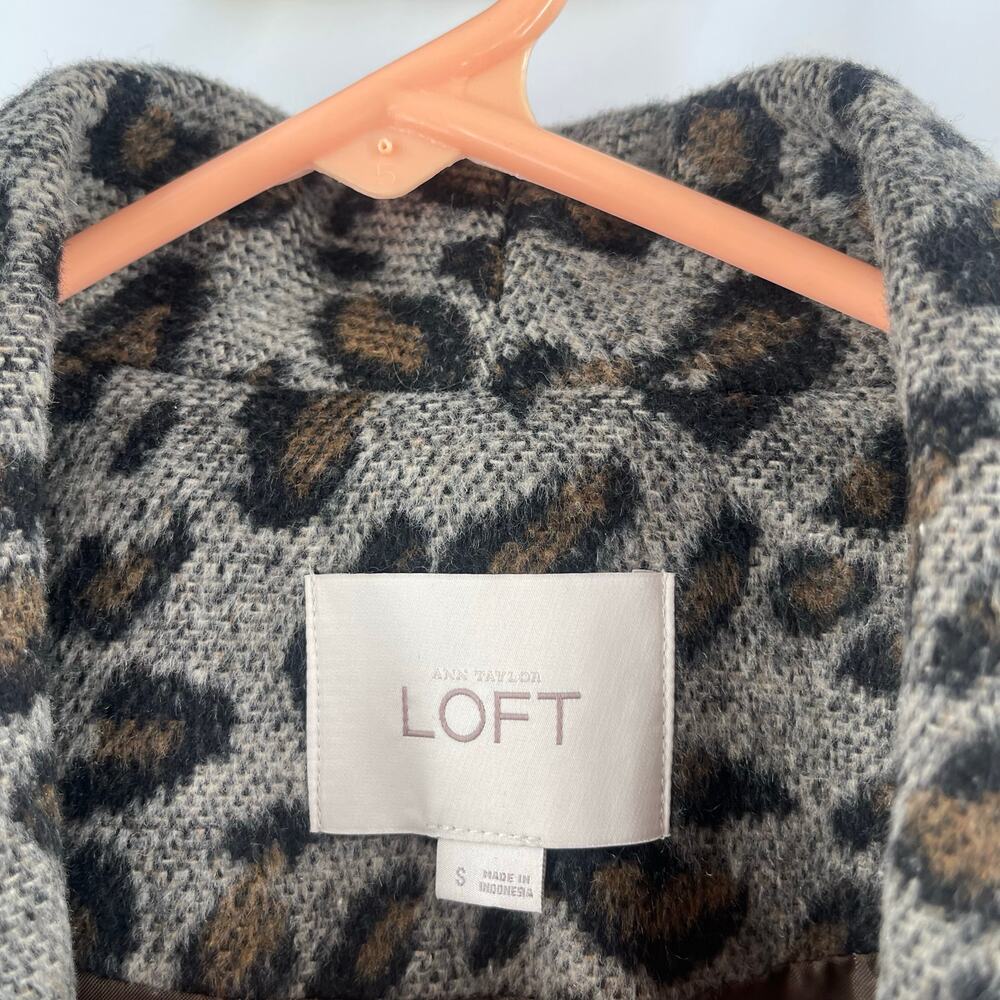 LOFT ANN TAYLOR Blazer Small Wool Blend Business Animal Print Office Work Career - Picture 4 of 12